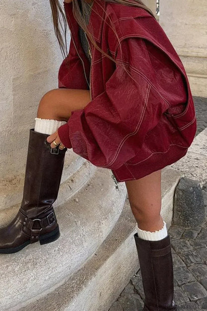 Luvik | Irtonainen Pitkähiha Lapellihihaton Nahkatakki