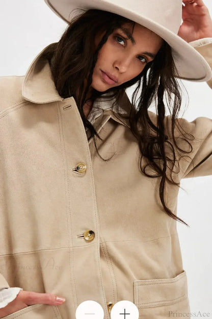 Luvik | Yksinkertainen Nappisaumainen Nahkatakki