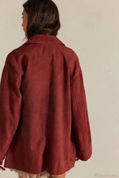 Luvik | Yksinkertainen Nappisaumainen Nahkatakki