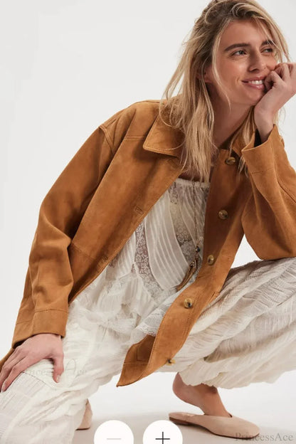 Luvik | Yksinkertainen Nappisaumainen Nahkatakki