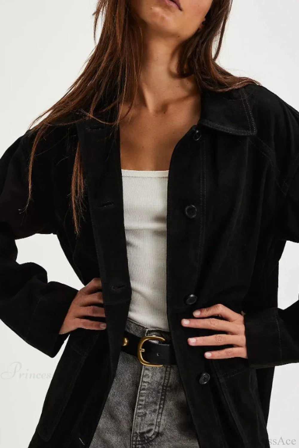 Luvik | Yksinkertainen Nappisaumainen Nahkatakki