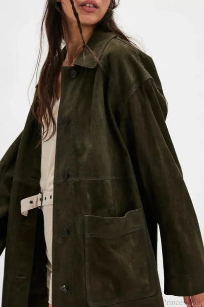 Luvik | Yksinkertainen Nappisaumainen Nahkatakki