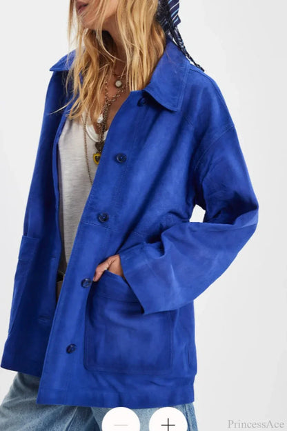 Luvik | Yksinkertainen Nappisaumainen Nahkatakki