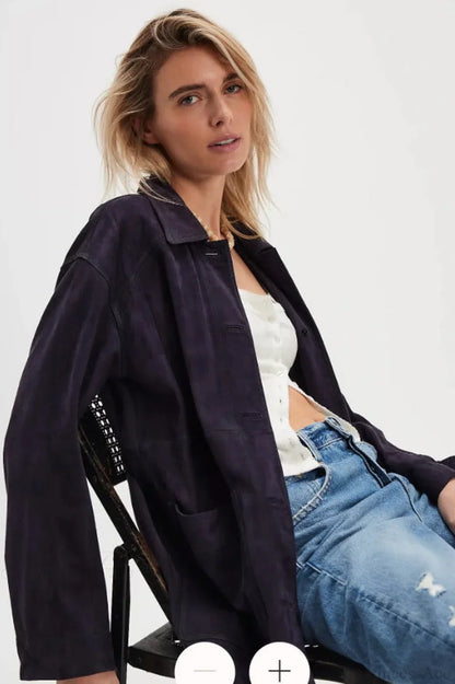 Luvik | Yksinkertainen Nappisaumainen Nahkatakki