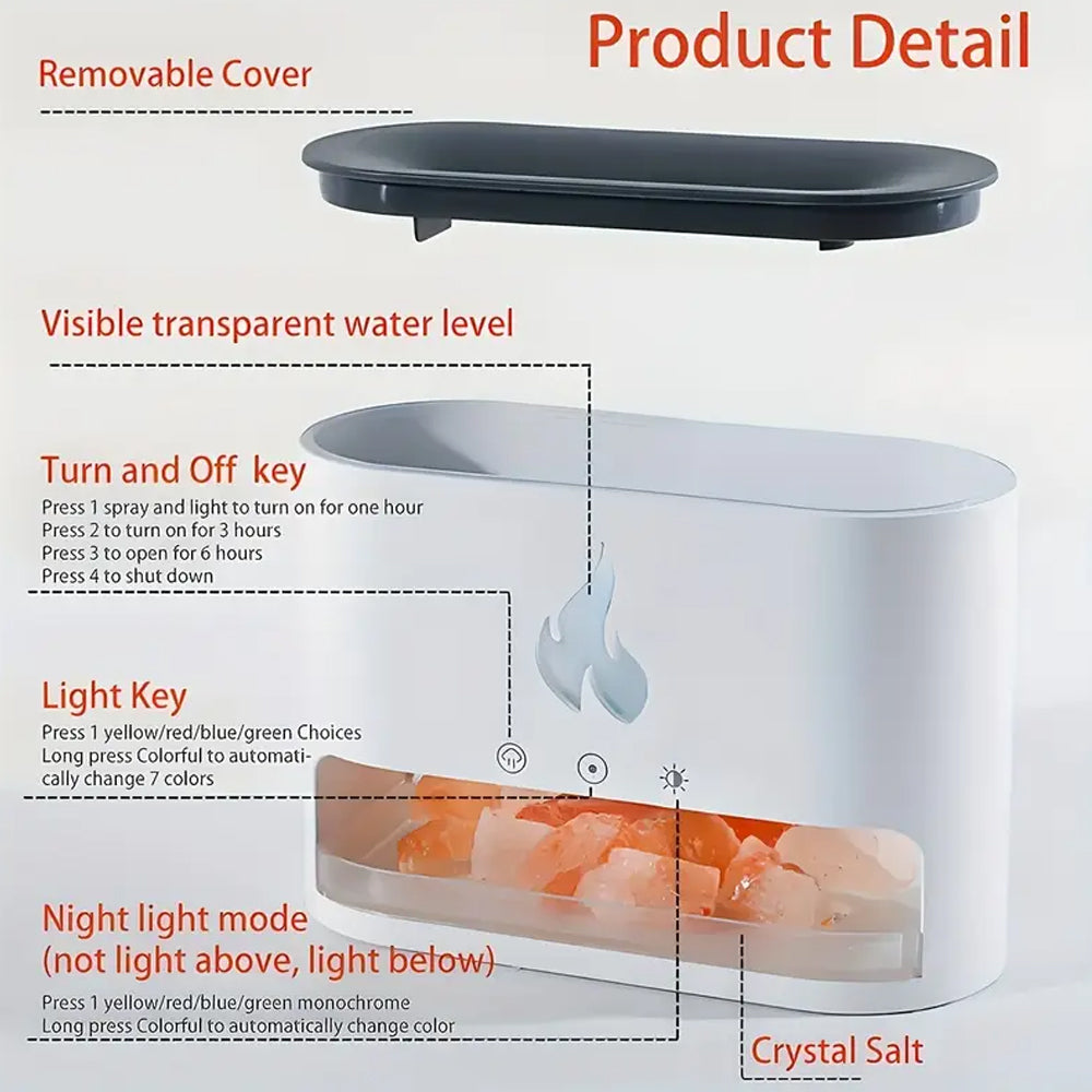 Vulkan Air Luftfukter & aroma diffuser 240 ml med krystall salt | Luvikno