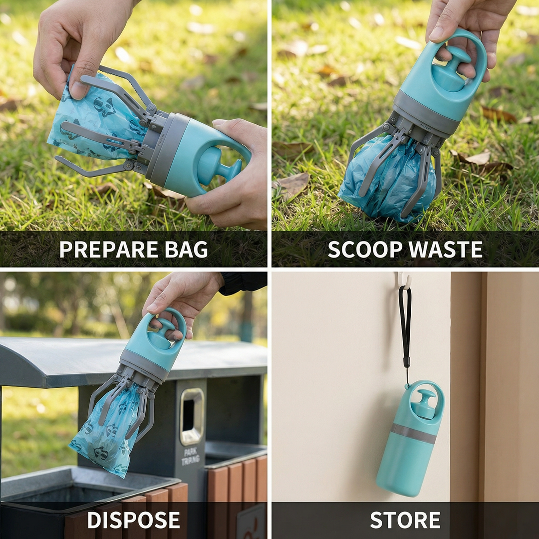 Dog Poop Scooper med poser – Portabel utendørs rengjøringssett Luvikno