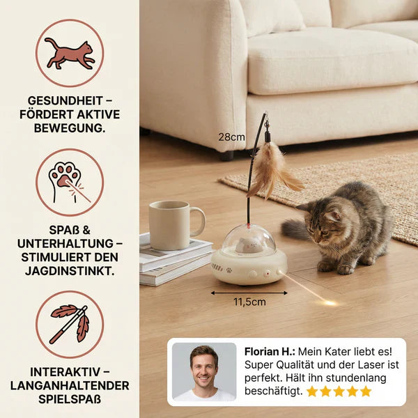 Smarteste kattedyr leketøy med LED laser & fjær Luvikno