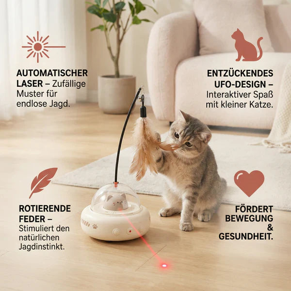 Smarteste kattedyr leketøy med LED laser & fjær Luvikno