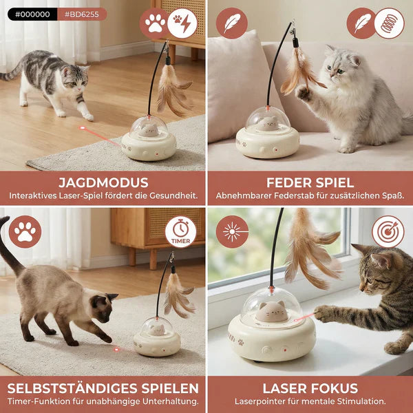 Smarteste kattedyr leketøy med LED laser & fjær Luvikno