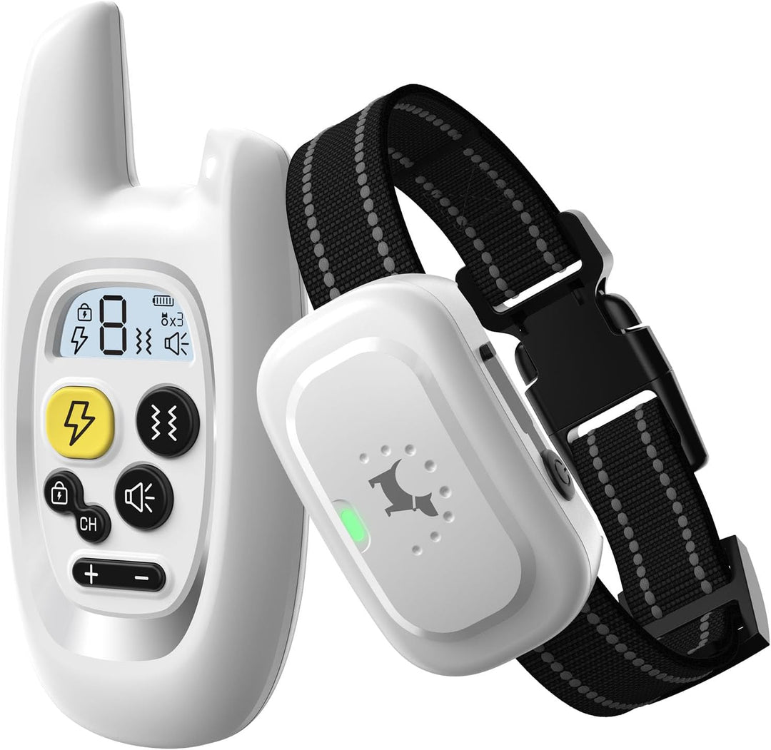 Luvikno | Hundetreningshalsbånd med fjernkontroll – Støtlås, lyd- og vibrasjonsmodi, vanntett, 1600 fot rekkevidde