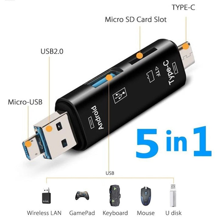 5 i 1 Micro SD kortleser med 32 GB SD-kort Luvikno