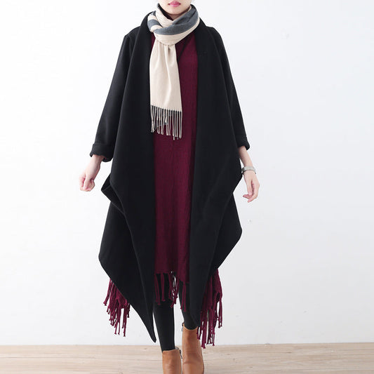 Luvik | villatakki musta vaatteet suuri koko pitkä takki putiikki trenchcoat