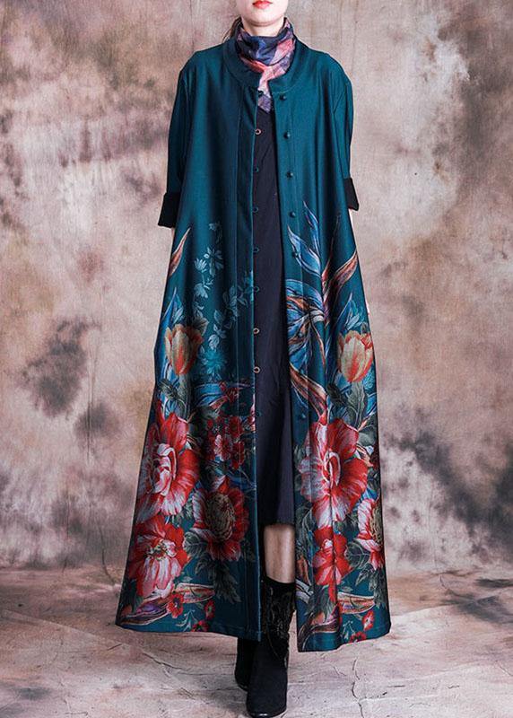 Luvik | vihreä kuviollinen takki Luvik | rento pitkä takki nappikiinnityksellä