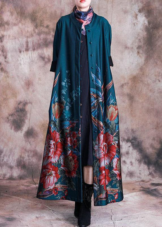 Luvik | vihreä kuviollinen takki Luvik | rento pitkä takki nappikiinnityksellä