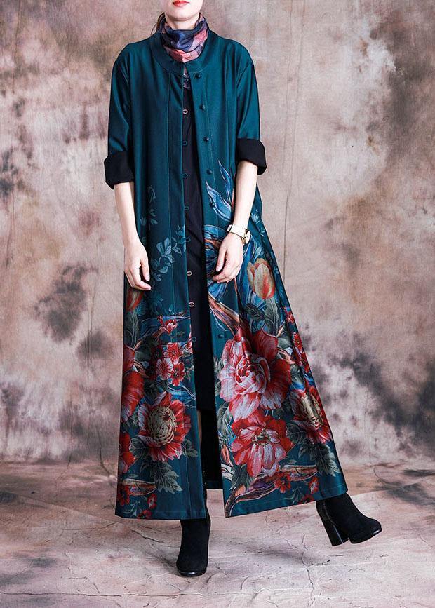 Luvik | vihreä kuviollinen takki Luvik | rento pitkä takki nappikiinnityksellä