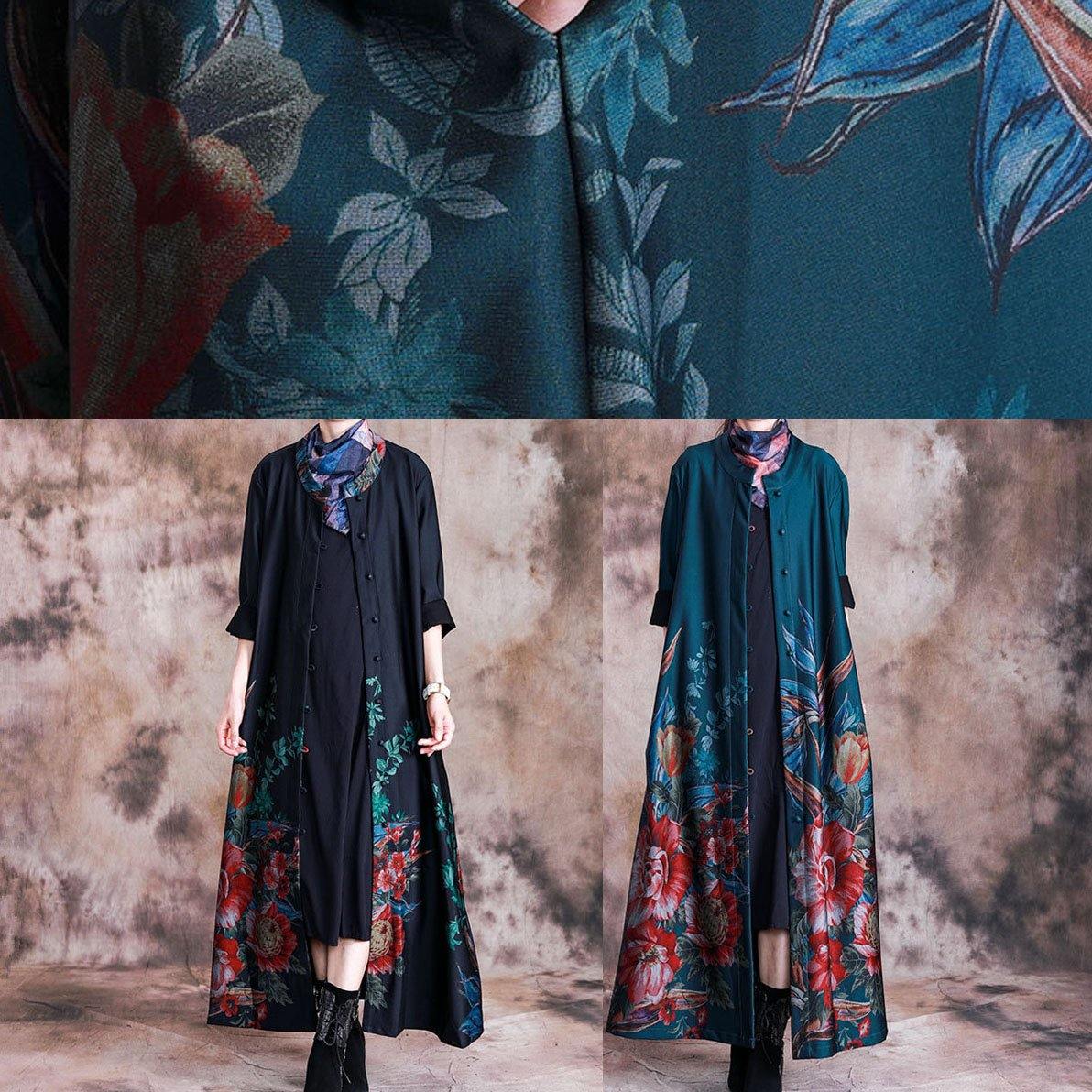 Luvik | vihreä kuviollinen takki Luvik | rento pitkä takki nappikiinnityksellä