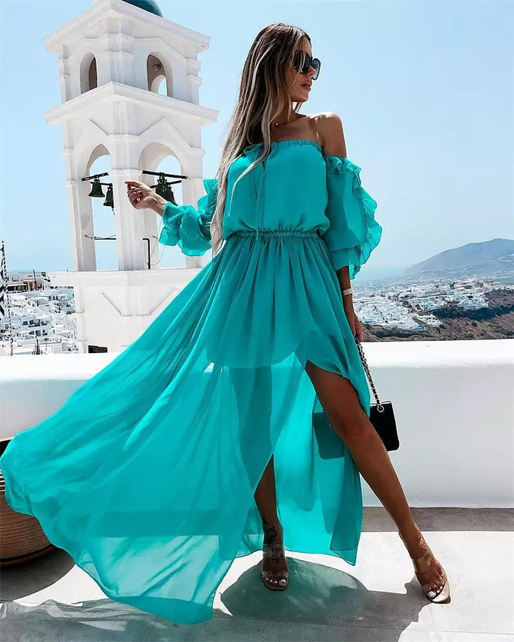 Luvik | Naisten Olkaimeton Chiffon Maxi Mekko