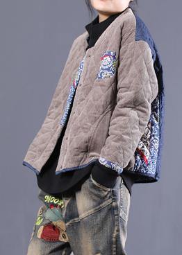 Luvik | suurikokoiset takit harmaa päällystakki lisäosilla sininen korkea kaulus parkas