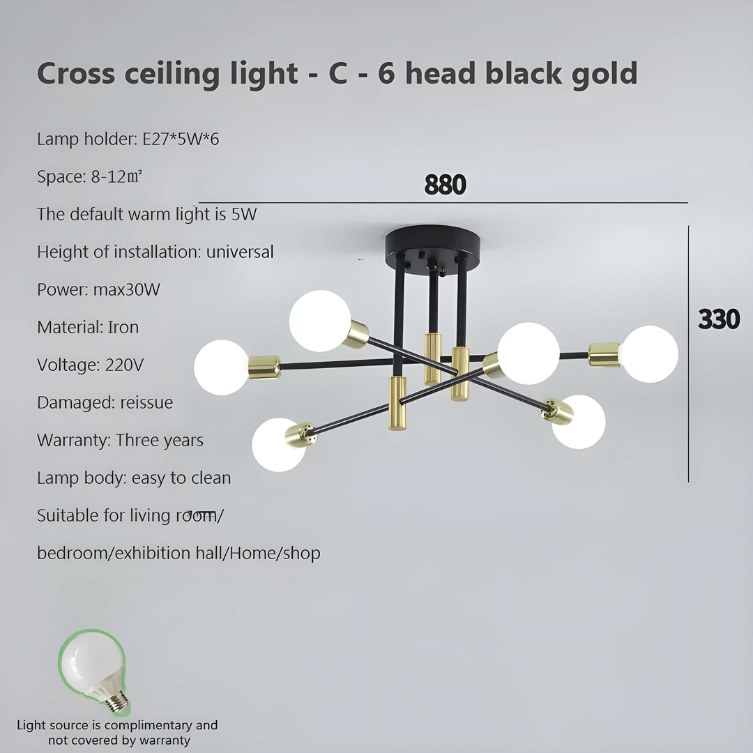 Kreativ LED Henge Lampe – Vintage Antikk Gull Kandelaber for Stue & Spisestue | Luvikno