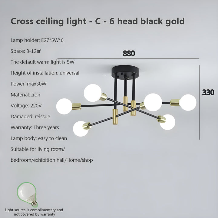 Kreativ LED Henge Lampe – Vintage Antikk Gull Kandelaber for Stue & Spisestue | Luvikno