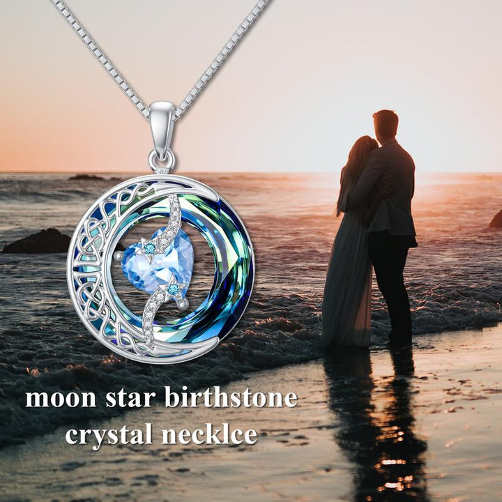 Luvikno | Lunara | 18K Gullbelagt Fødselssteins Halskjede Moonstar Design