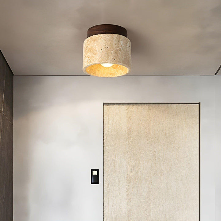 LumiStone - Wabi Sabi Gul Marmor Japansk Taklampe | Luvikno