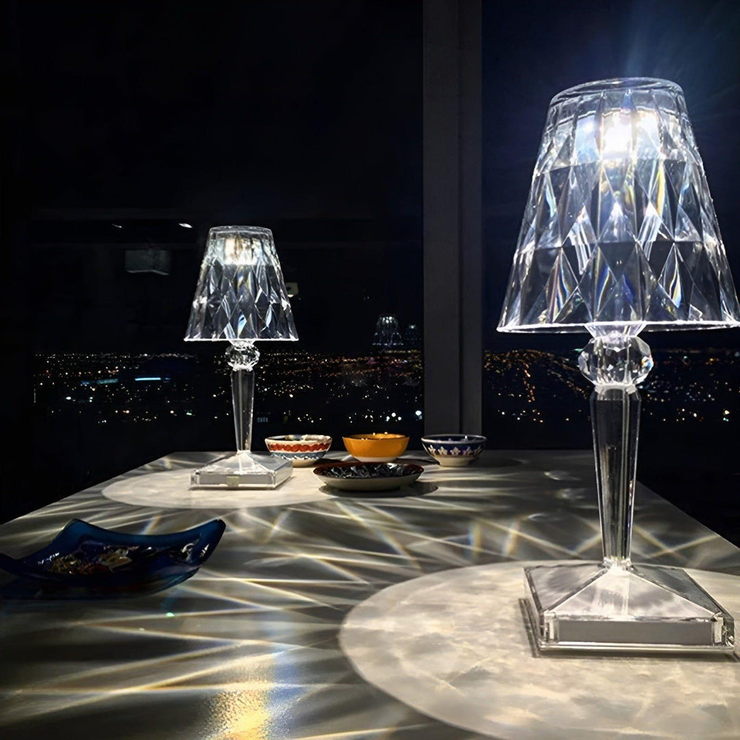 Diamond Glow - Trådløs USB Krystall Skinne Nattbord Lampe | Luvikno